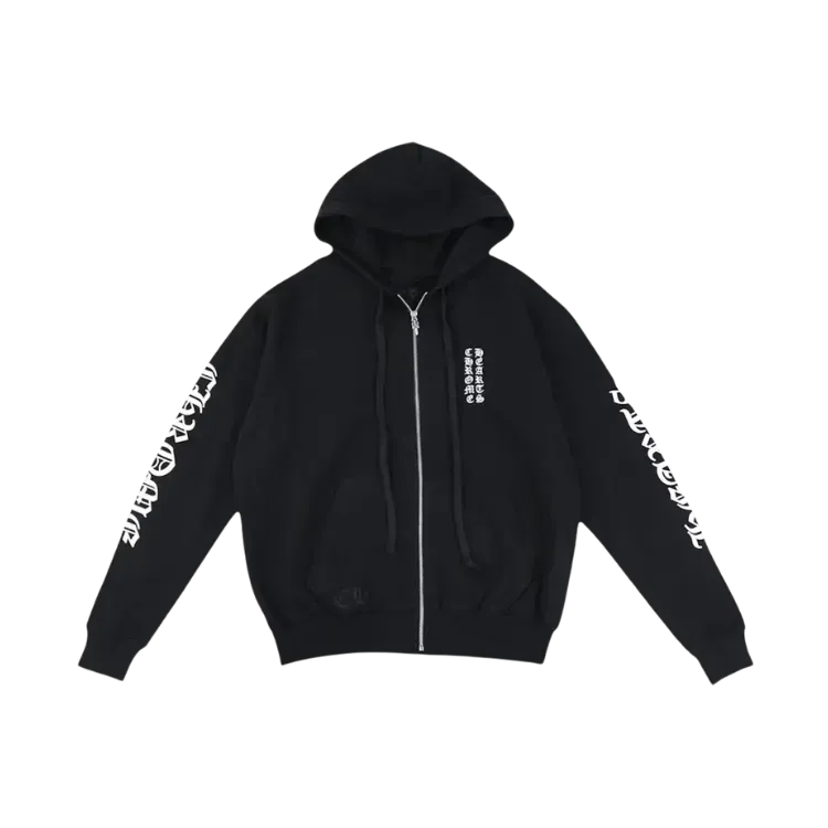 Moletom Chrome Hearts Vertical Logo Zip Up Hoodie Black White - Droper