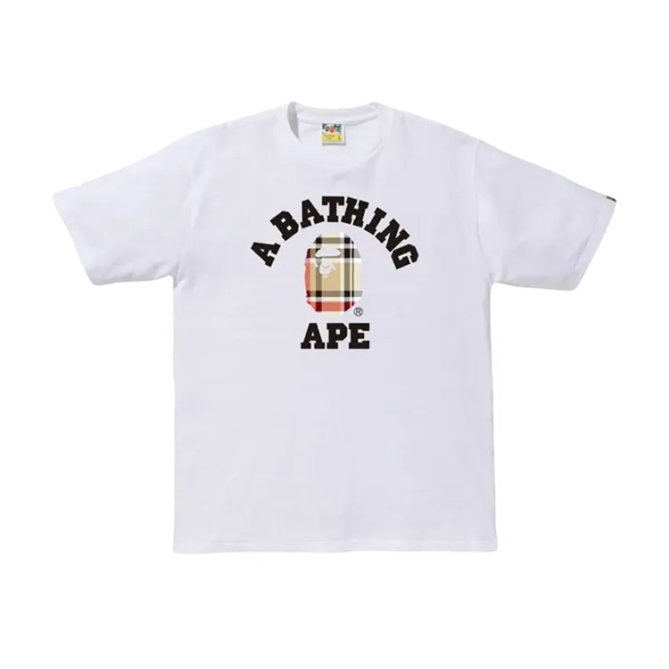 Camiseta BAPE Check College White Beige