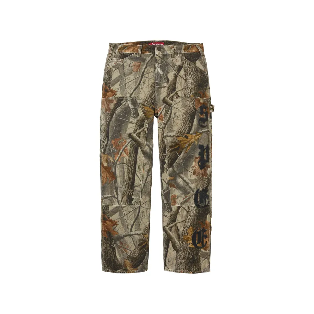 Calça Supreme Leather Appliqué Double Knee Painter Hardwoods Camo