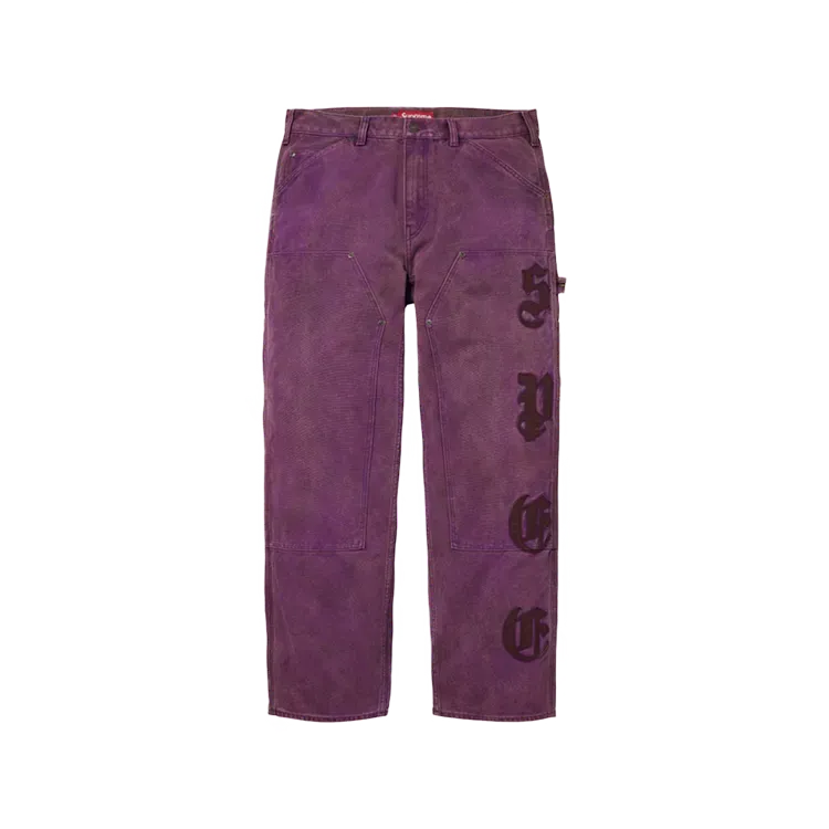 Calça Supreme Leather Appliqué Double Knee Painter Purple FW26-W4