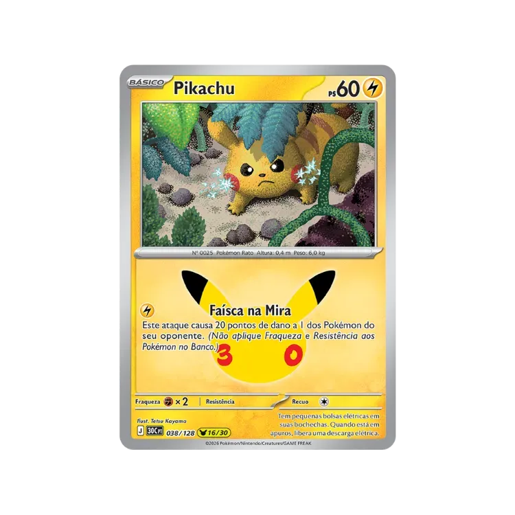 Pikachu (38/128) Celebração de 30 Anos Pokémon TCG