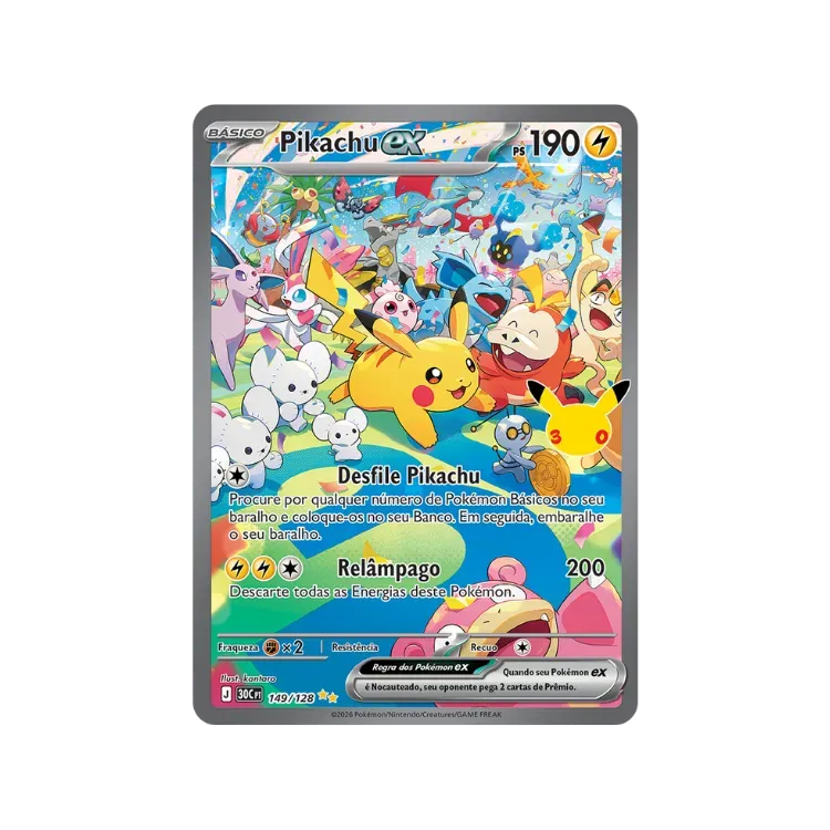 Pikachu ex (149/128) Celebração de 30 Anos Pokémon TCG