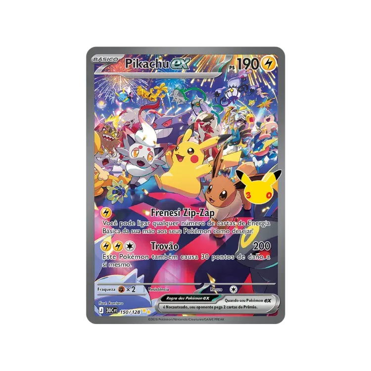Pikachu ex (150/128) Celebração de 30 Anos Pokémon TCG