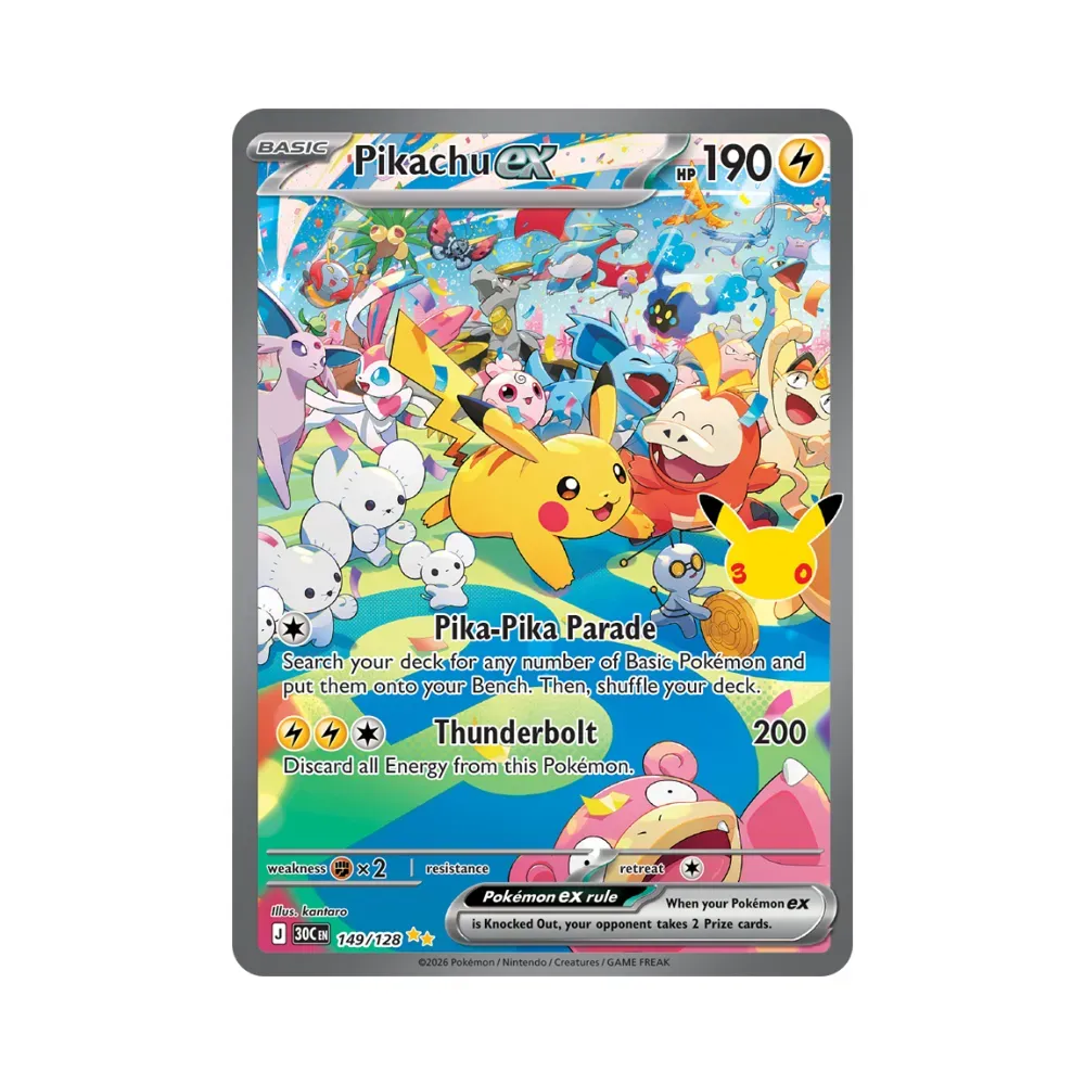 Pikachu ex (149/128) Celebração de 30 Anos Pokémon TCG foto 1