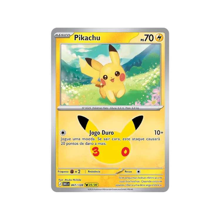 Pikachu (47/128) Celebração de 30 Anos Pokémon TCG