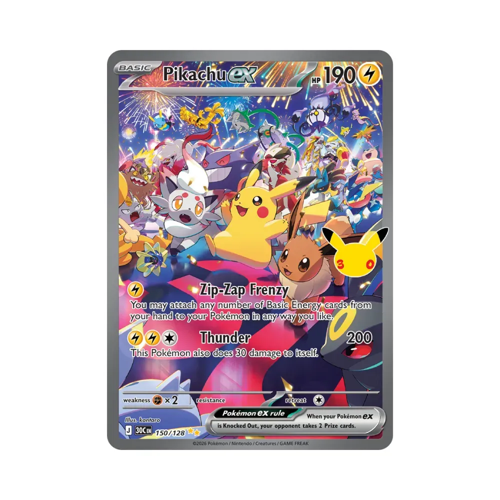 Pikachu ex (150/128) Celebração de 30 Anos Pokémon TCG foto 1