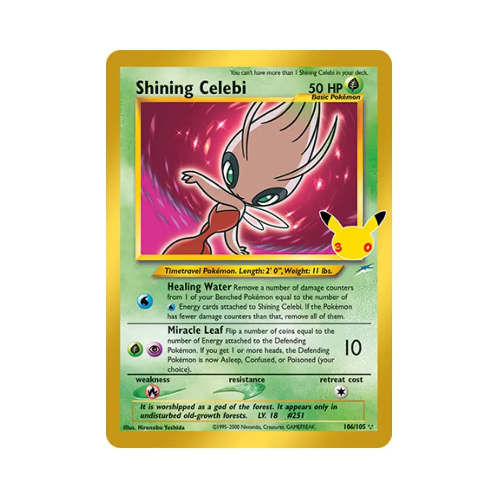 Celebi Luminescente (106/105) Celebração de 30 Anos Pokémon TCG foto 1