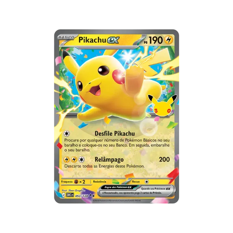 Pikachu ex (53/128) Celebração de 30 Anos Pokémon TCG