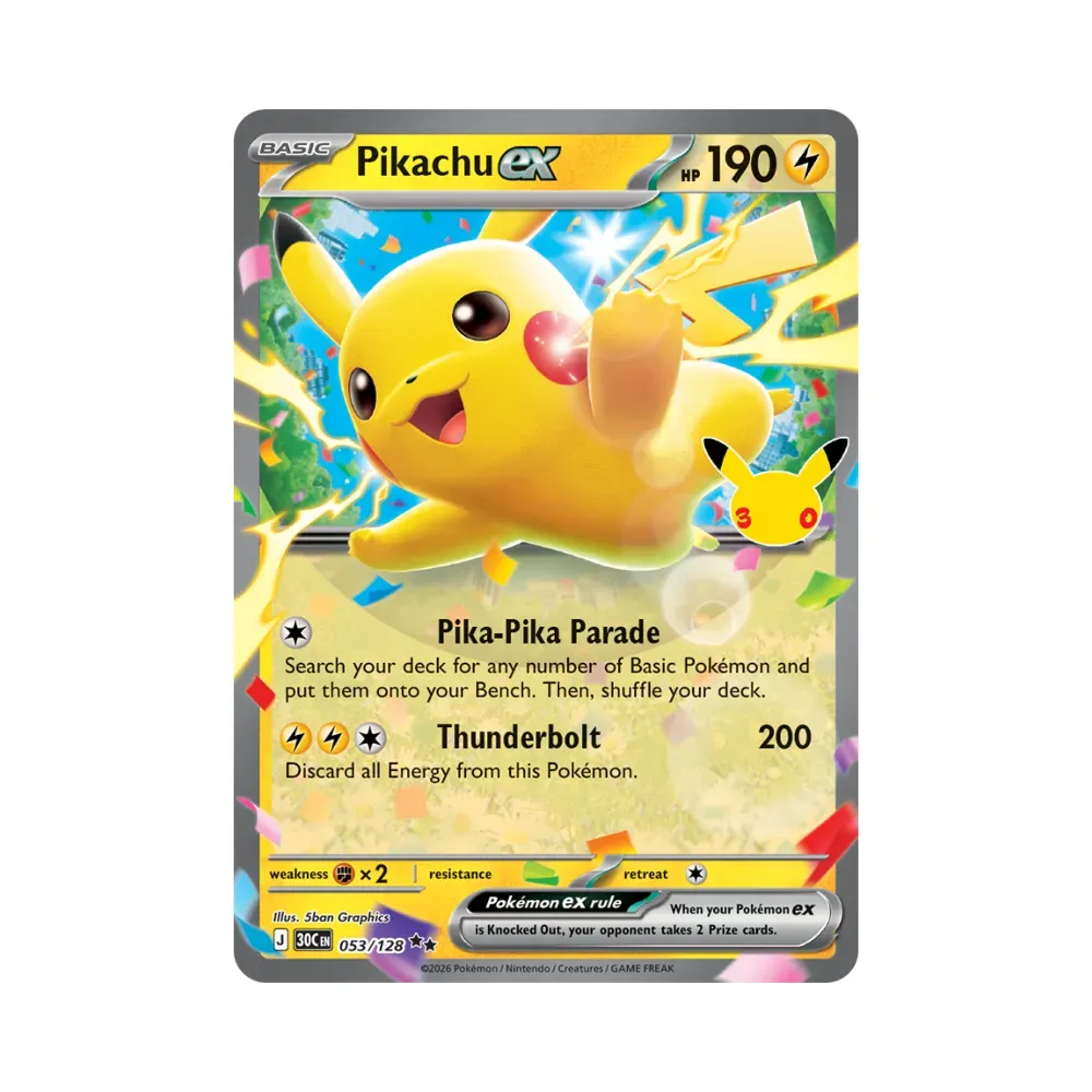 Pikachu ex (53/128) Celebração de 30 Anos Pokémon TCG foto 1