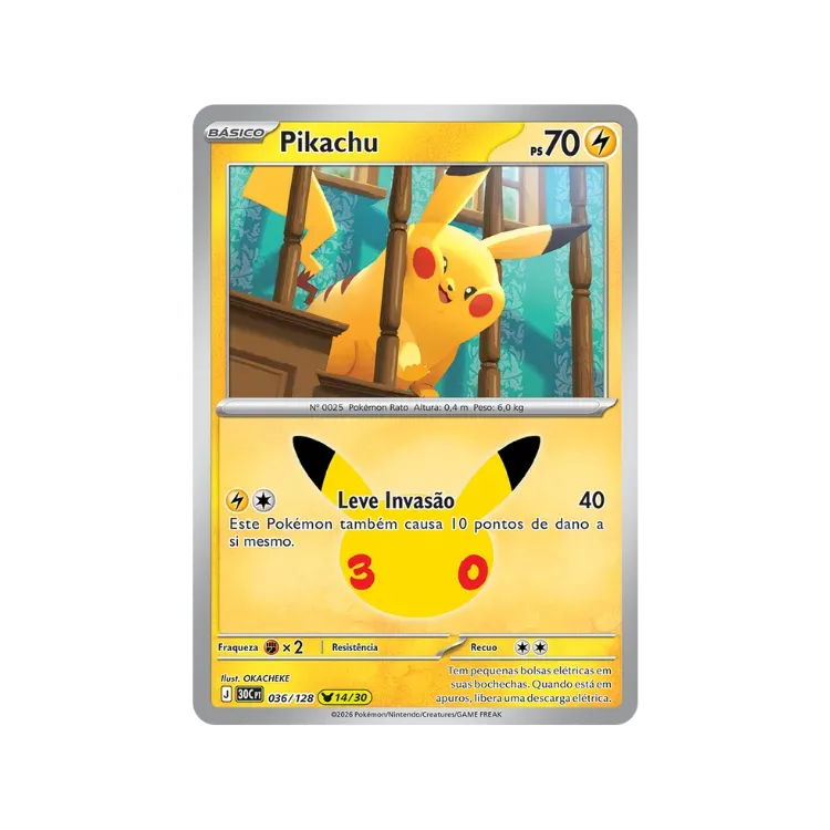Pikachu (36/128) Celebração de 30 Anos Pokémon TCG