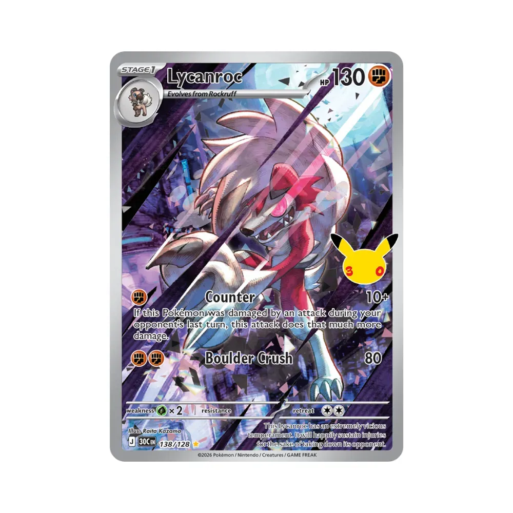 Lycanroc (138/128) Celebração de 30 Anos Pokémon TCG foto 1