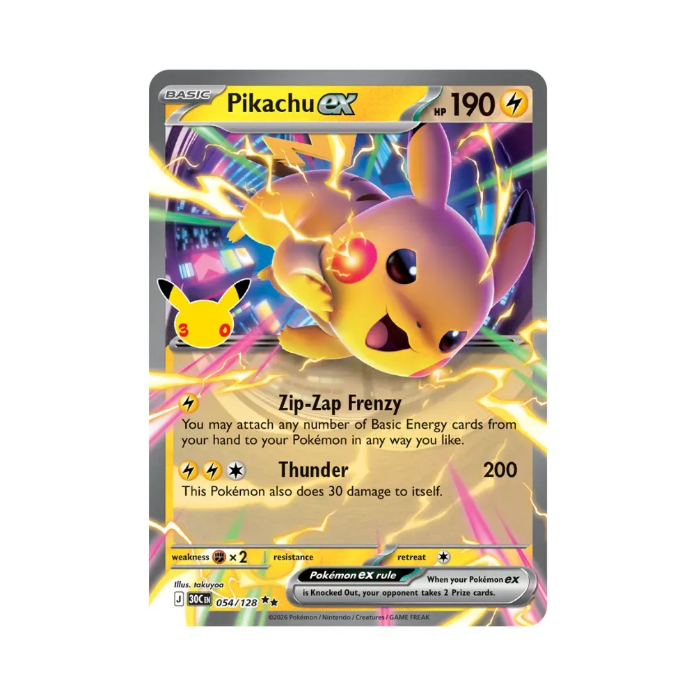 Pikachu ex (54/128) Celebração de 30 Anos Pokémon TCG foto 1