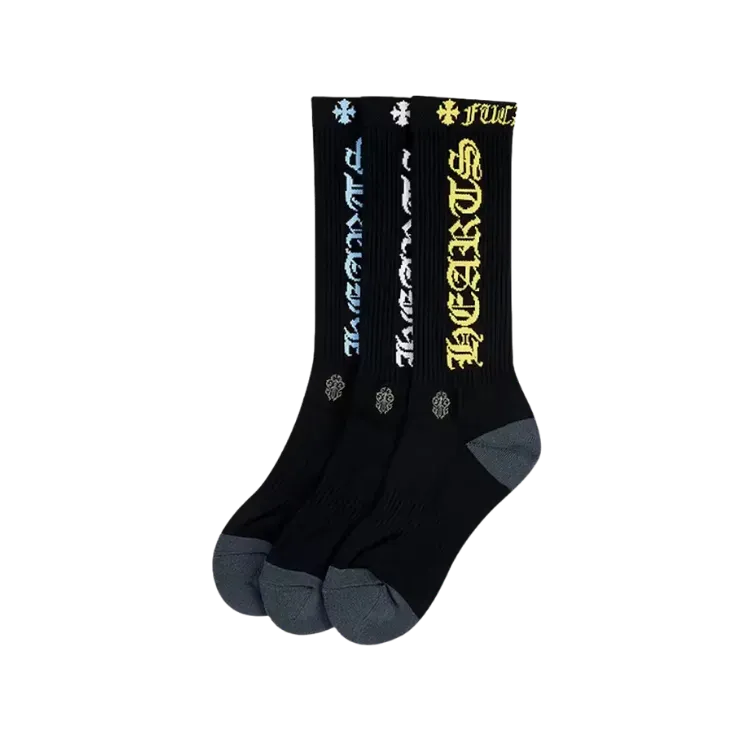Meia Chrome Hearts 3-Pack CH Multicolor Black