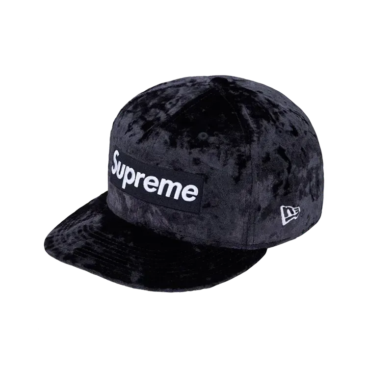 New Era x Supreme Boné Crushed Velvet Box Logo Black FW26-W5