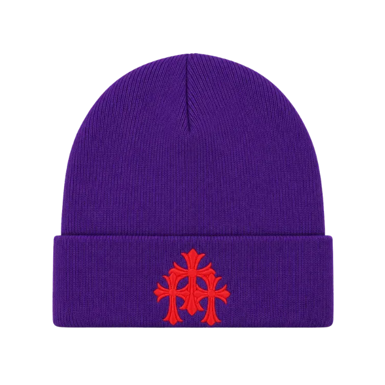 Touca Chrome Hearts Cemetery Triple Cross Purple Red