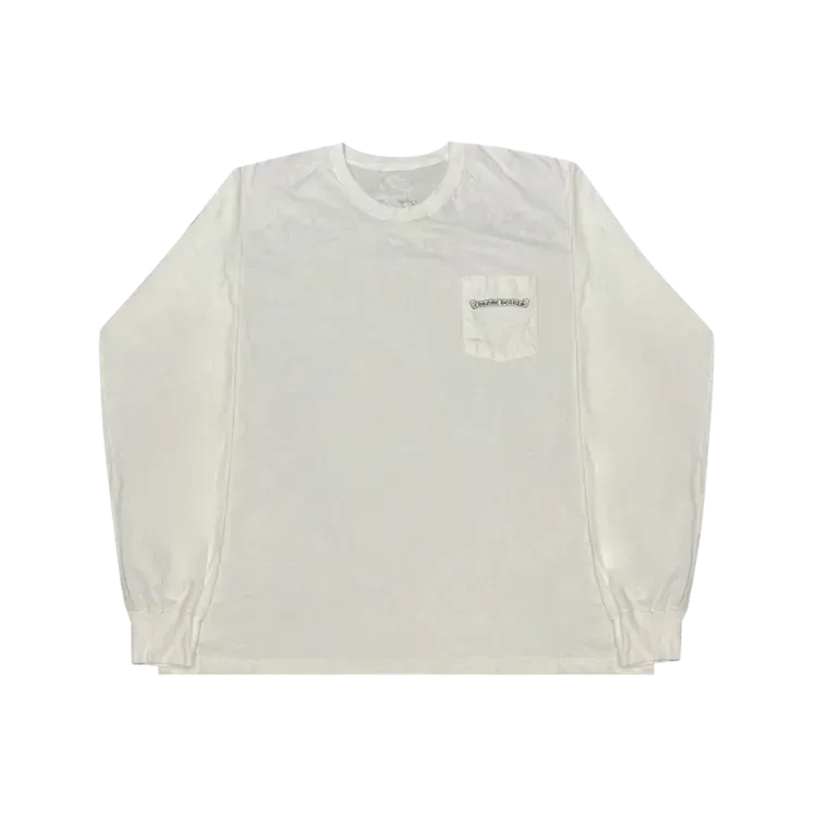 Camiseta Chrome Hearts Scroll Logo Pocket Long-Sleeve White