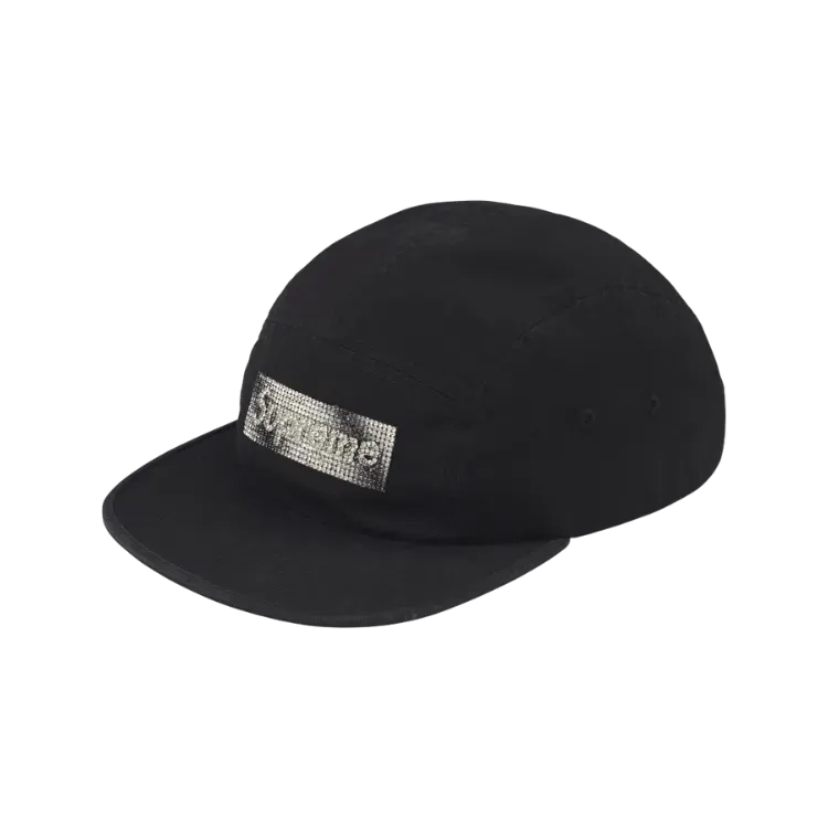 Boné Supreme Rhinestone Label Camp Black FW26-W5