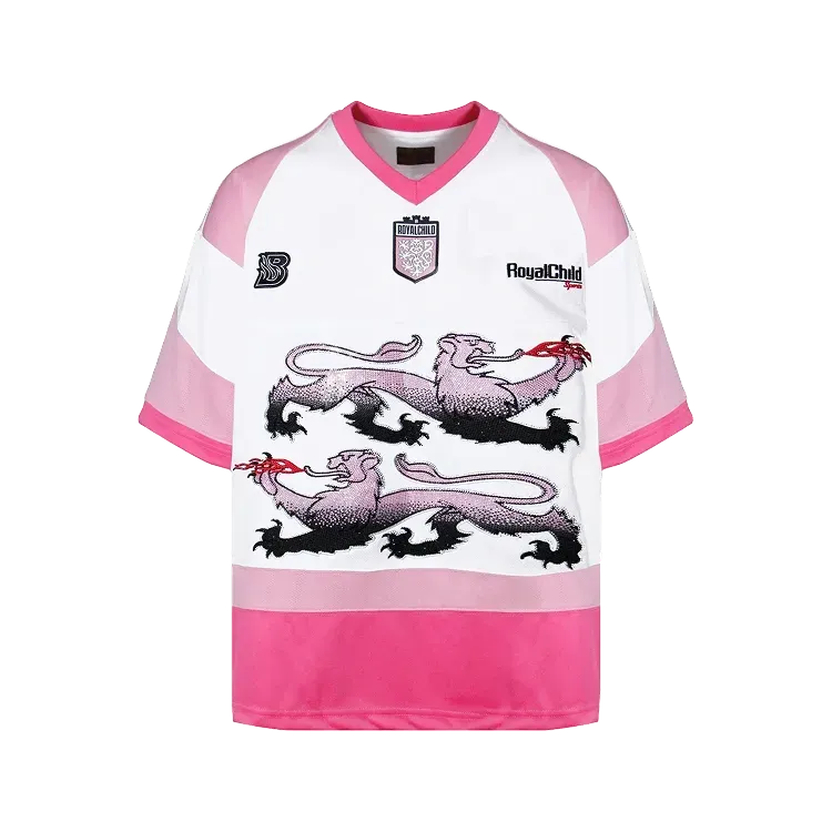 Camiseta Birth Of Royal Child Double Lion Rhinestone Jersey Pink