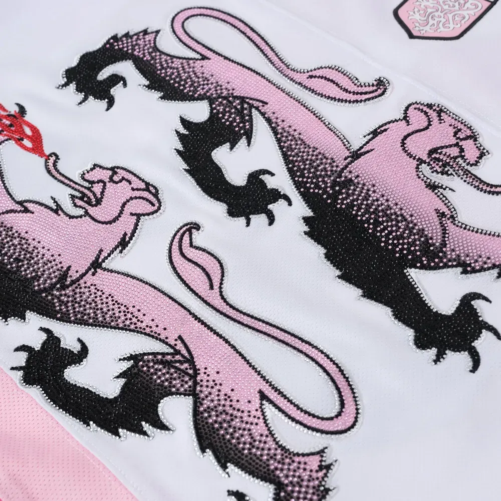 Camiseta Birth Of Royal Child Double Lion Rhinestone Jersey Pink foto 2