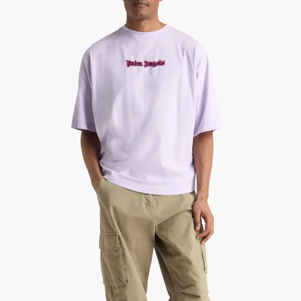 Camiseta Palm Angels Oversized Embroidered Pink foto 1