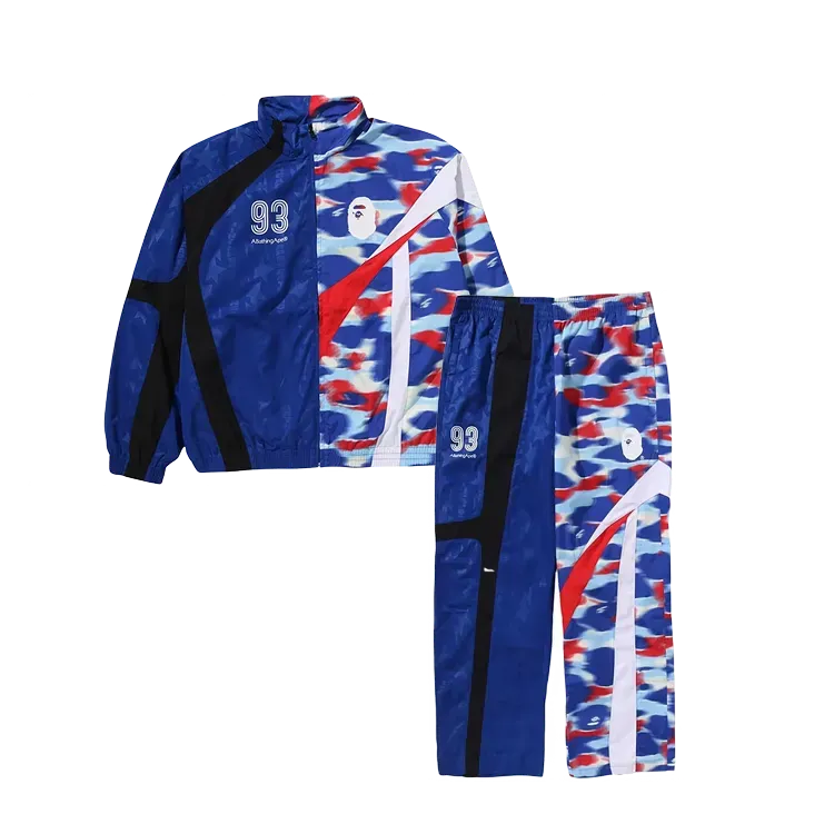 Conjunto Bape Split Stand Collar Track Blue