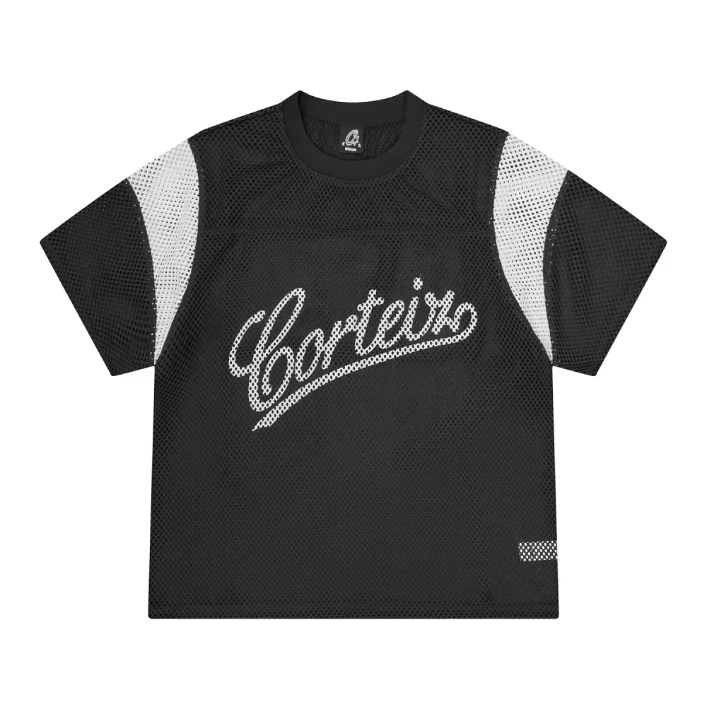 Camiseta Corteiz Open Mesh Panel Jersey Black - Droper