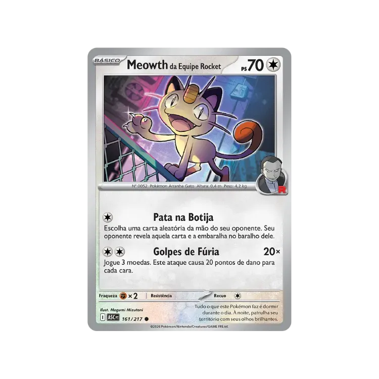 Meowth da Equipe Rocket (161/217) Heróis Excelsos Pokémon TCG