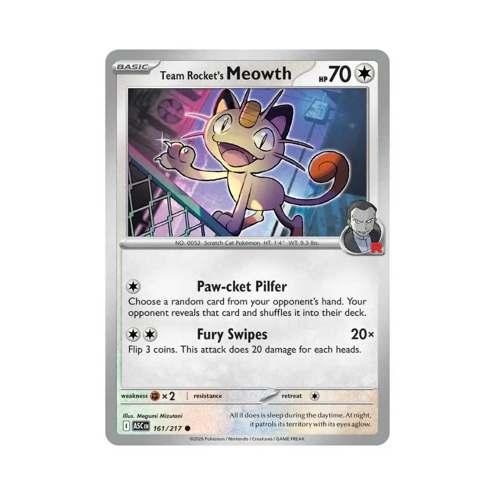 Meowth da Equipe Rocket (161/217) Heróis Excelsos Pokémon TCG foto 1