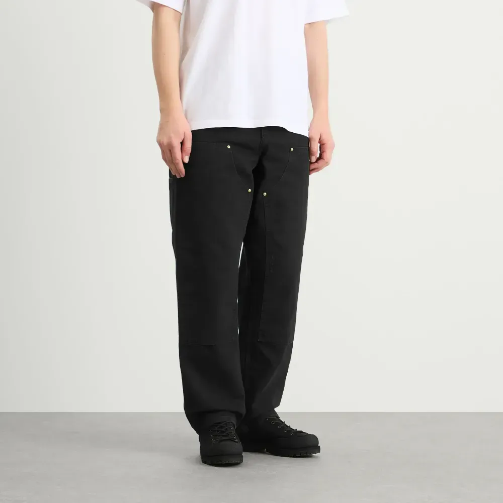Calça Carhartt WIP Double Knee Black Grind Wash foto 1