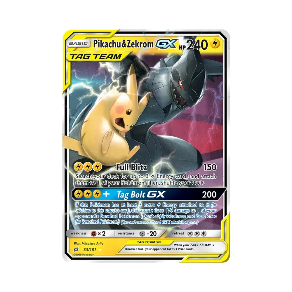 Pikachu e Zekrom-GX (33/181) União de Aliados Pokémon TCG foto 1