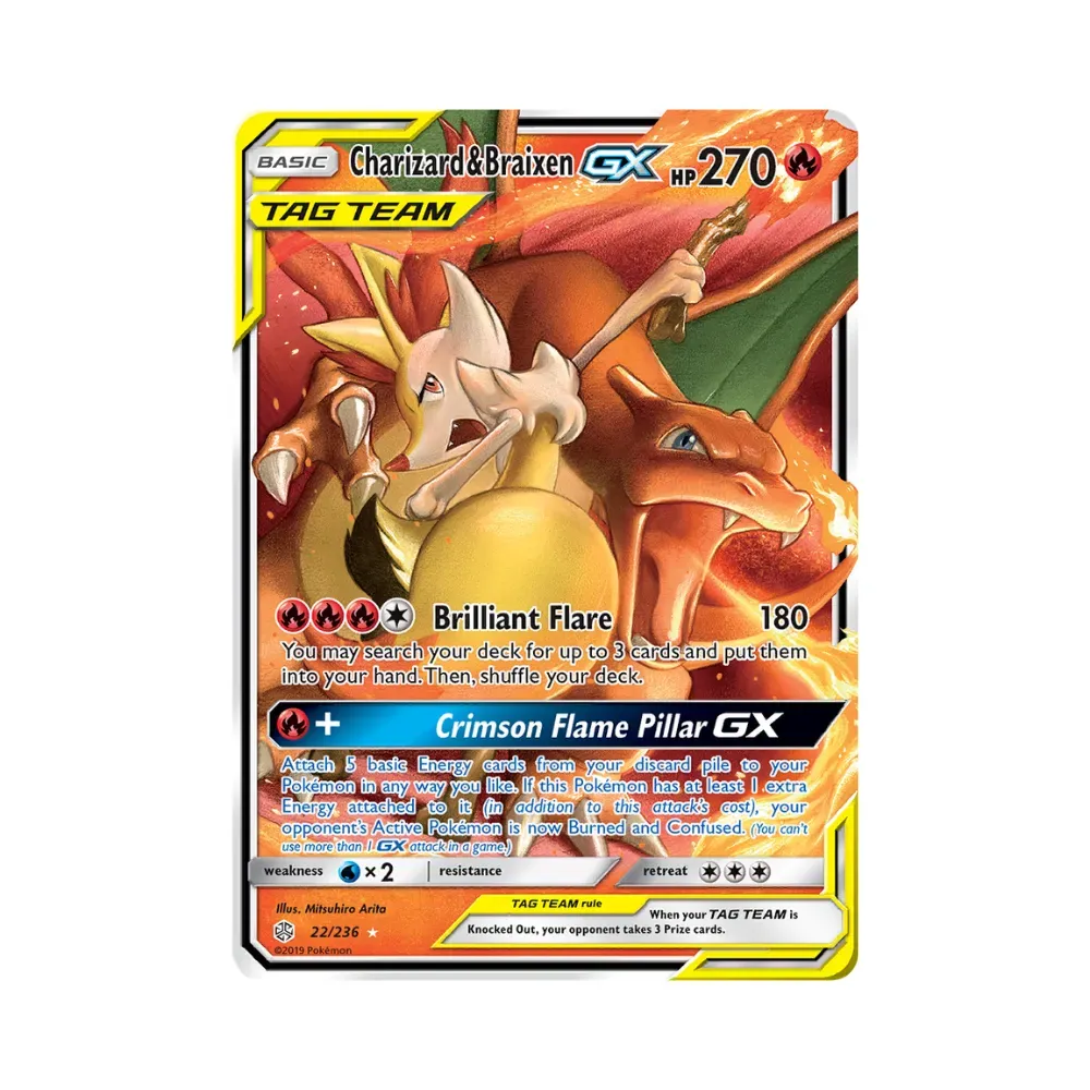 Charizard e Braixen-GX (22/236) Eclipse Cósmico Pokémon TCG foto 1