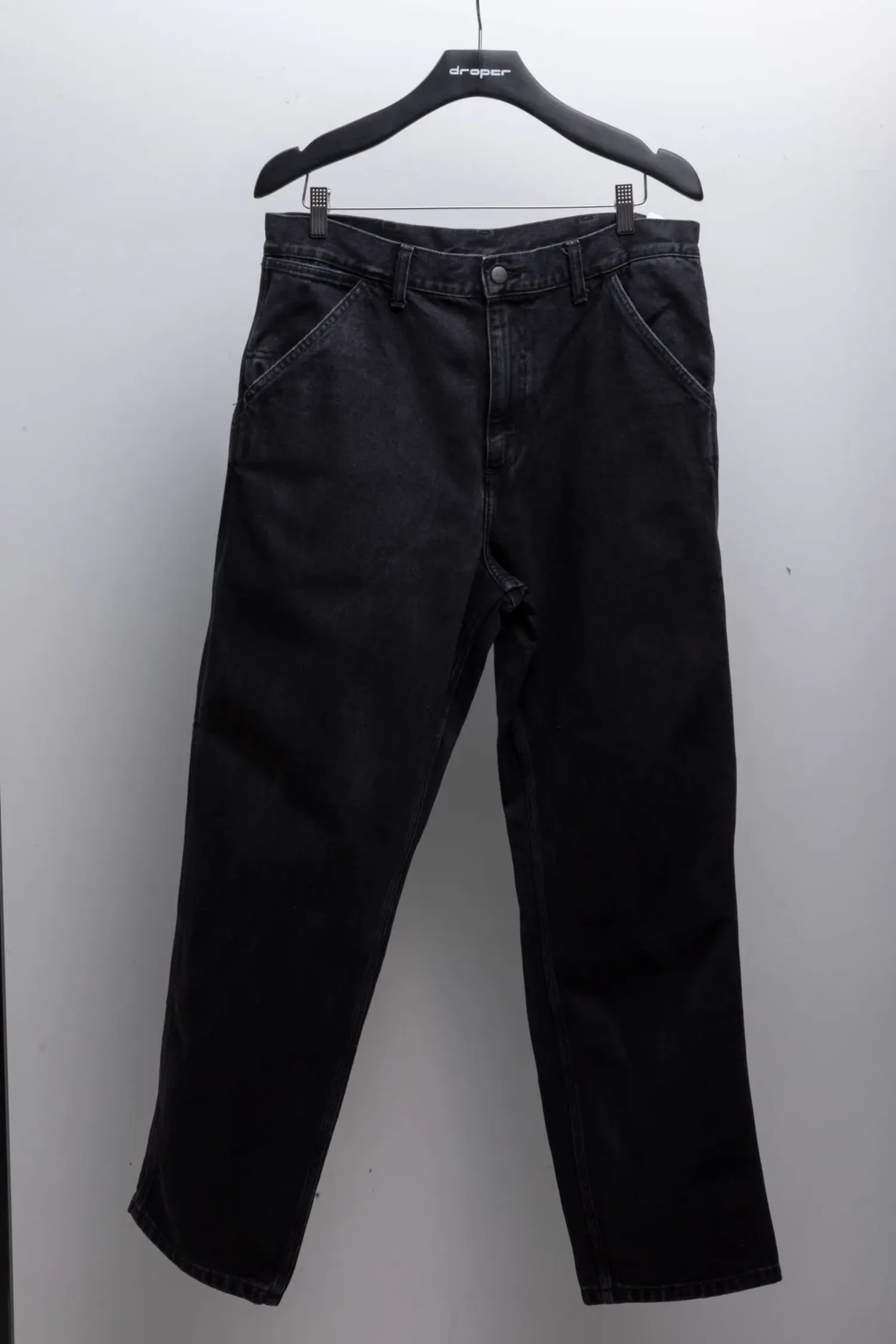 calça carhartt single knee black stone washed