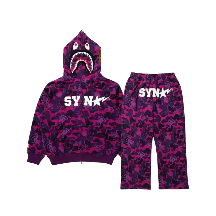 Spotify x SYNA By Central Cee x BAPE Conjunto Shark Full Zip Purple