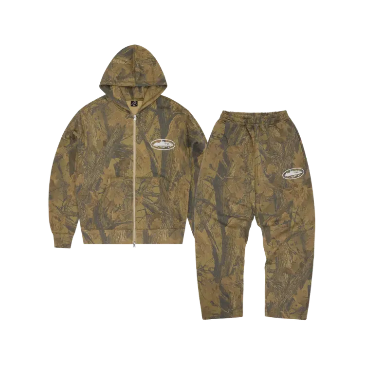 Conjunto Corteiz Island Puff Print Zip Forest Camo