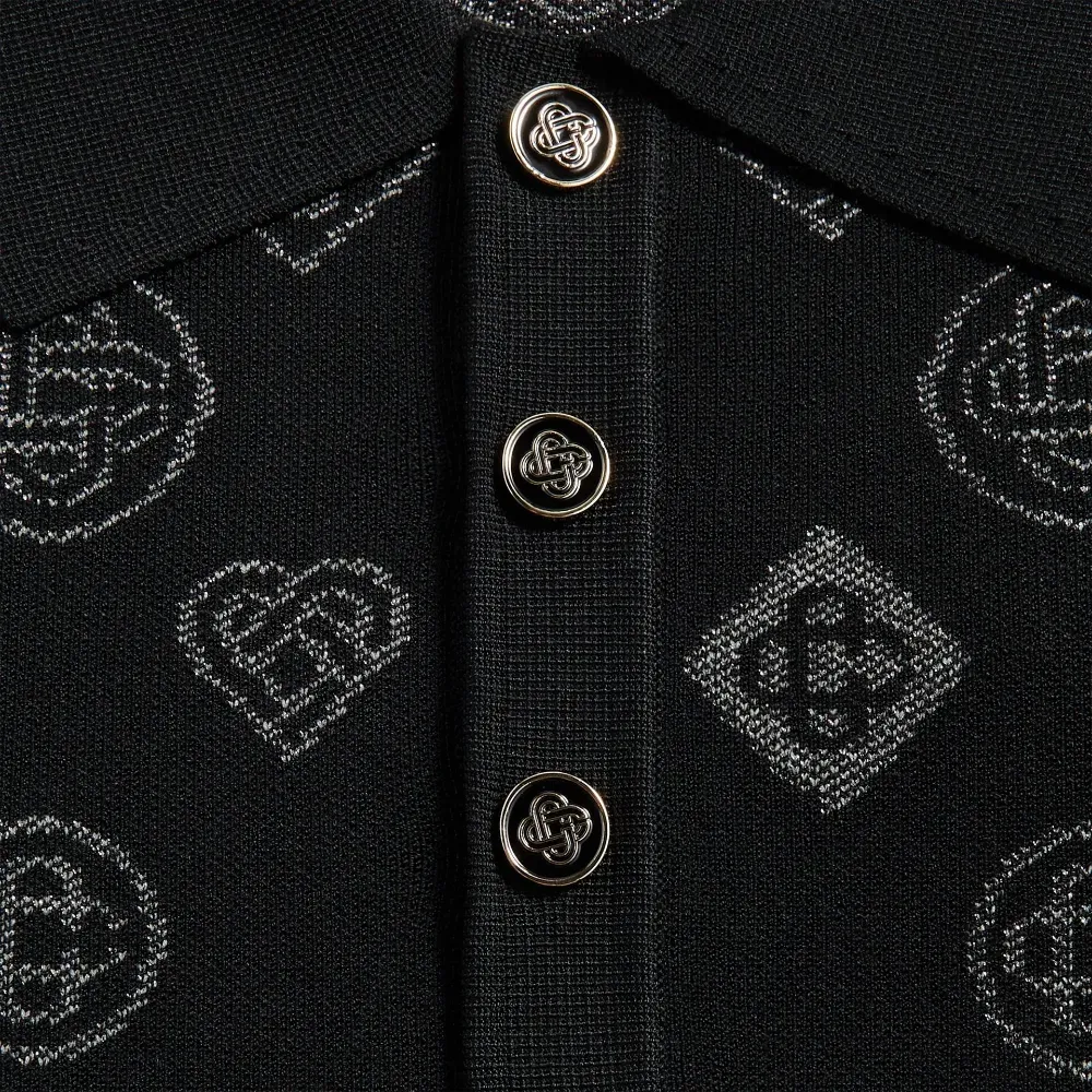 Camisa Casablanca Monogram Jacquard Polo Black foto 2