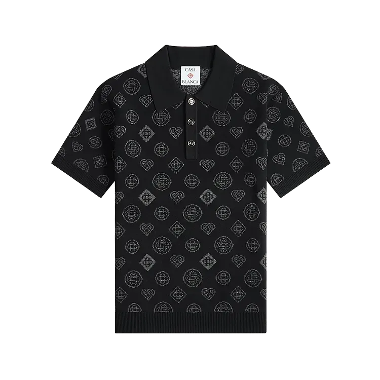 Camisa Casablanca Monogram Jacquard Polo Black