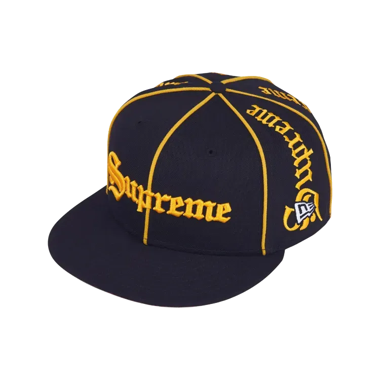 New Era x Supreme Boné Piping Script Navy FW26-W7
