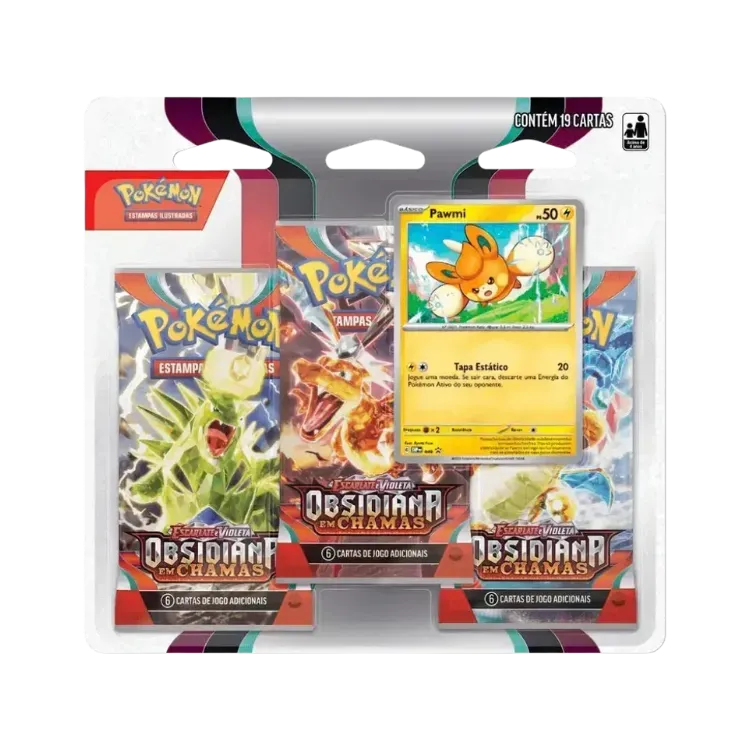 Blister Triplo EV3 Obsidiana em Chamas (Pawmi) Pokémon TCG PT-BR