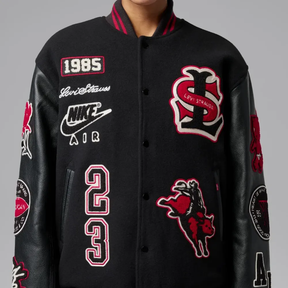 Levi's x Air Jordan Jaqueta Varsity Black (Asian Sizing) foto 1