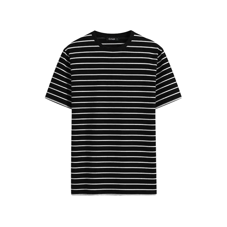 Camiseta Ermek Label Listrada Slim Fit Preta