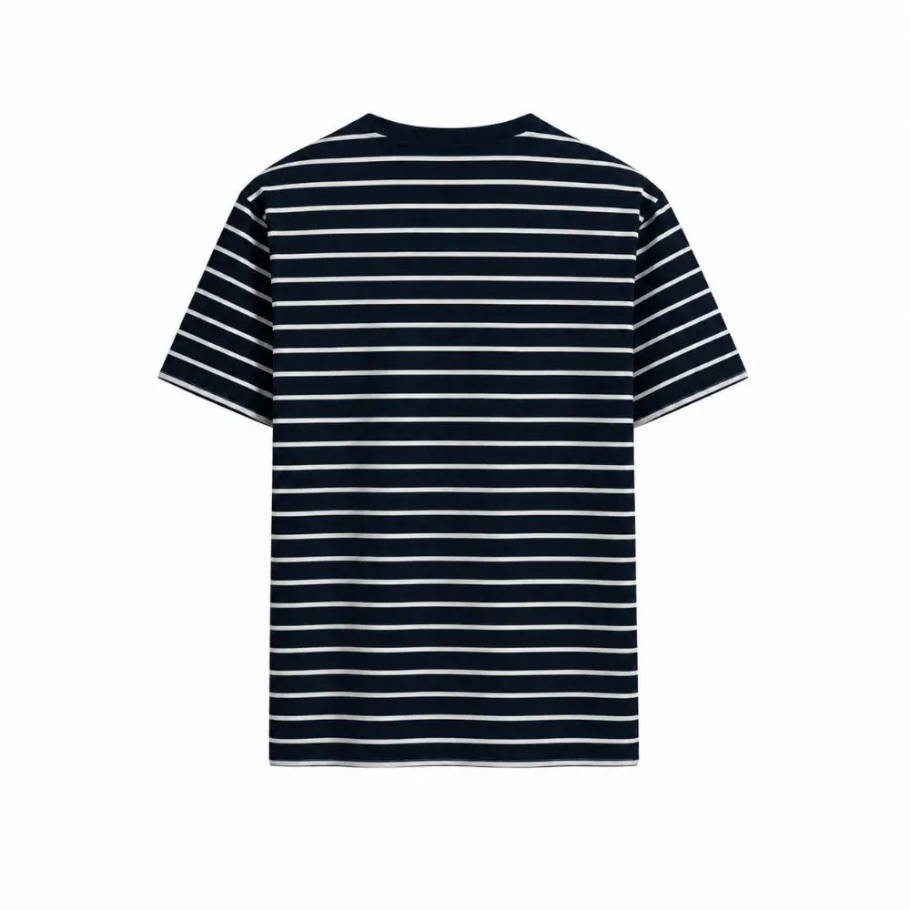 Camiseta Ermek Label Listrada Slim Fit Azul Marinho foto 1
