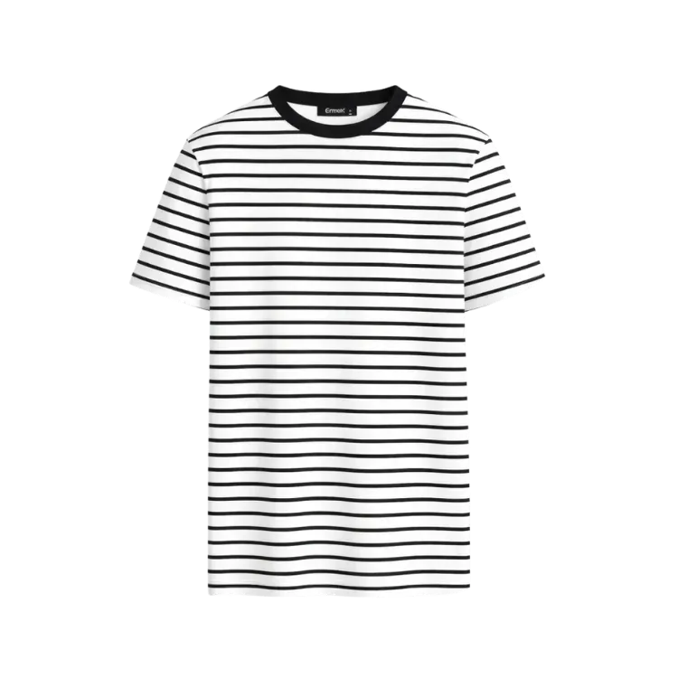 Camiseta Ermek Label Listrada Slim Fit Black White