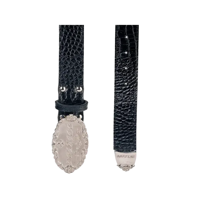 Cinto Delafoe Croco Buckle Silver Black