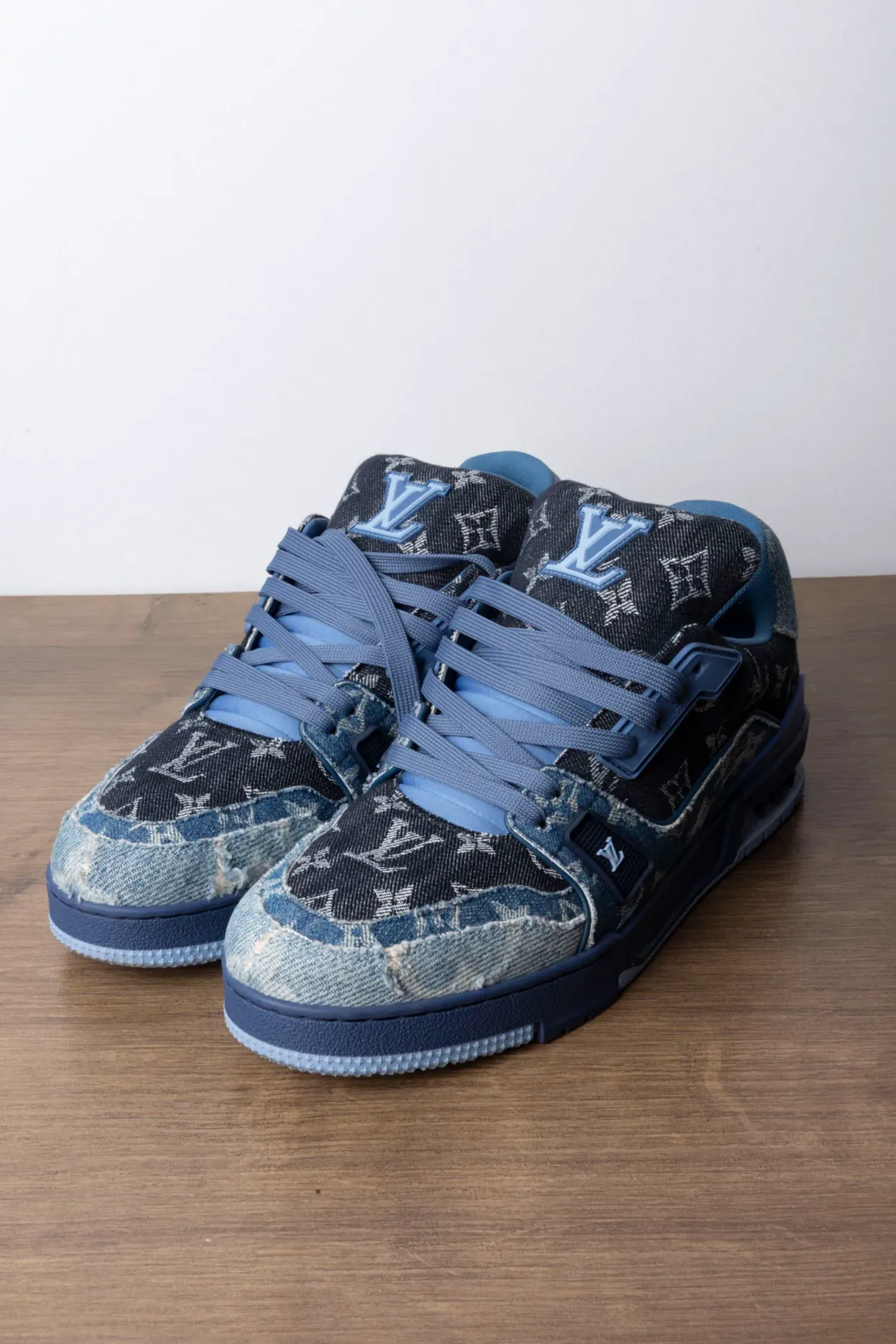 Louis Vuitton LV Trainer Blue Patchwork Monogram Denim