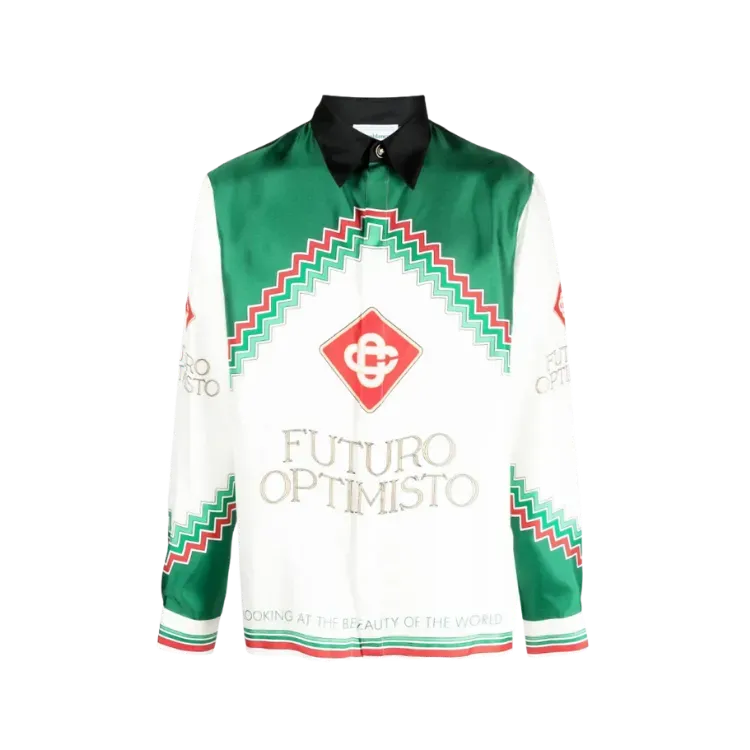Camisa Casablanca Futuro Optimisto Silk White Green