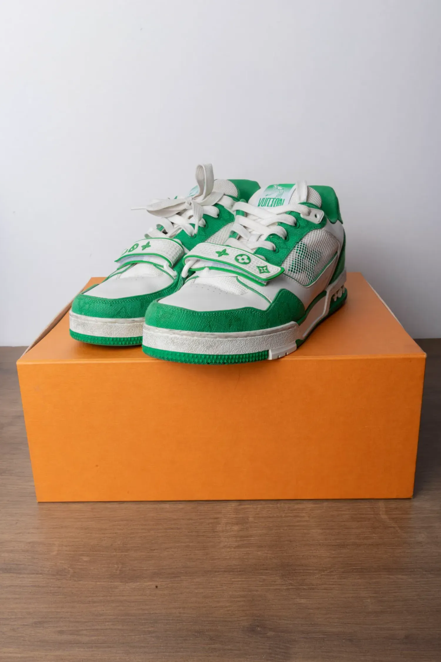 Louis Vuitton Trainer Velcro Green Monogram Denim