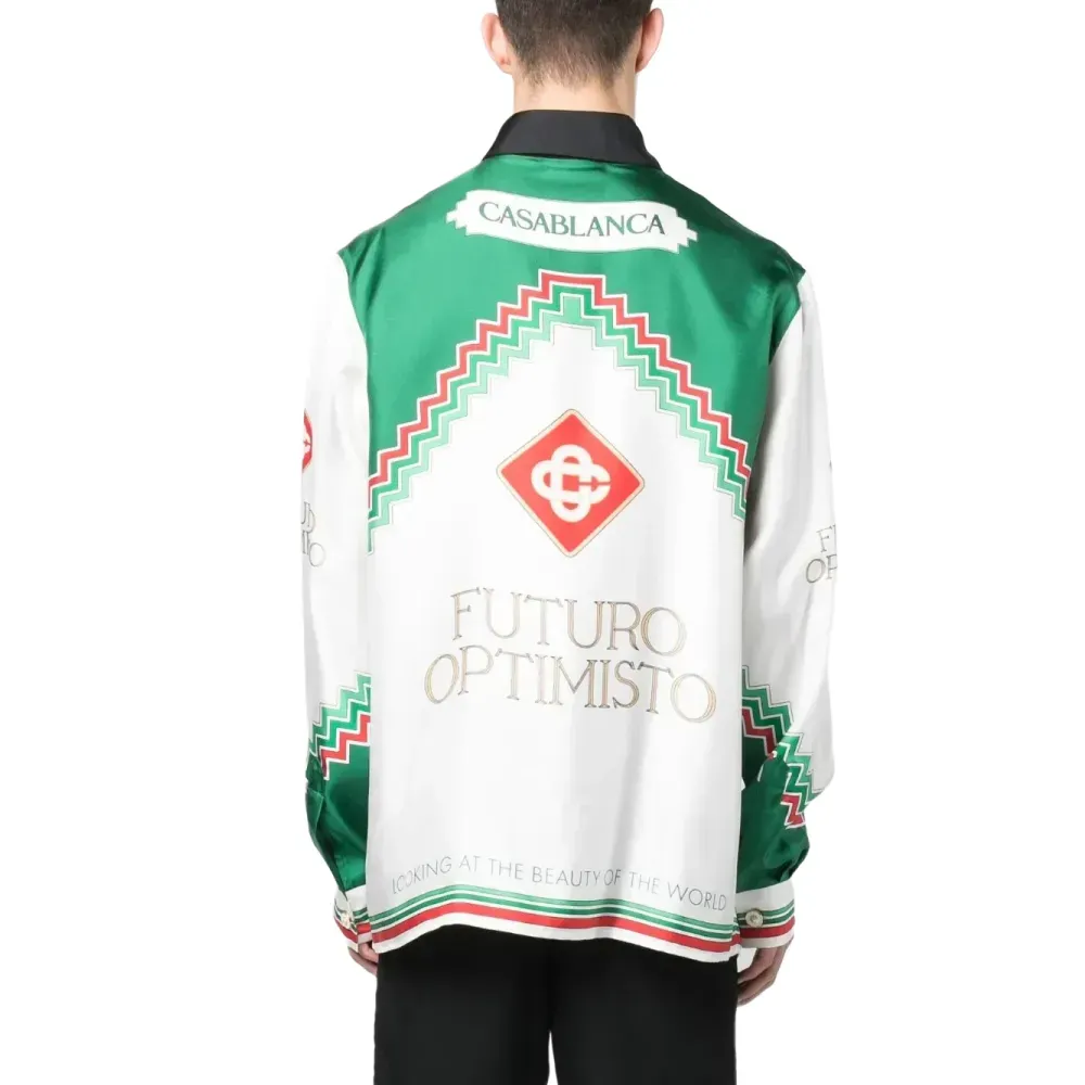 Camisa Casablanca Futuro Optimisto Silk White Green foto 2