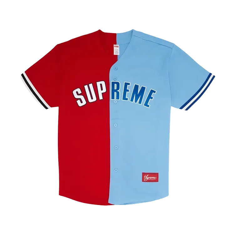 Camisa Supreme Don't Hate Baseball Jersey Red Light Blue SS21