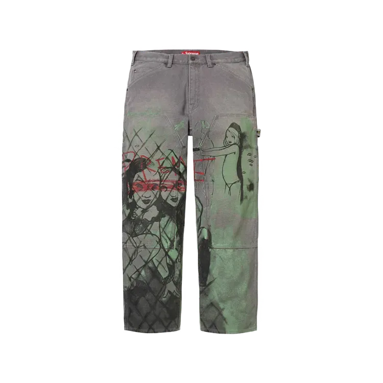 Rita Ackermann x Supreme Calça Double Knee Painter Grey FW26-W8