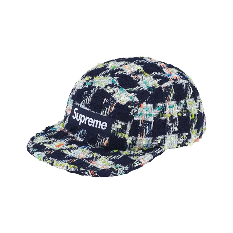 Boné Supreme Metallic Bouclé Camp Cap Navy FW26-W8